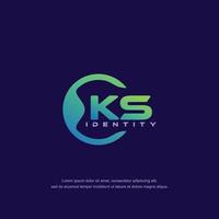 KS Initial letter circular line logo template vector with gradient color blend