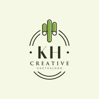 KH Initial letter green cactus logo vector