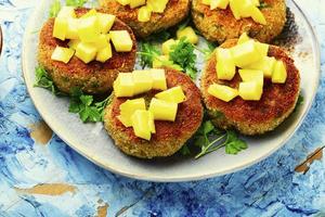 Vegan quinoa and mango burgers photo