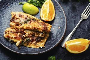 Fried fish fillets, seafood photo