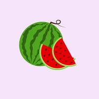 Watermelon cartoon illustration. simple cartoon illustration of watermelon with slices. Vector stock illustration.