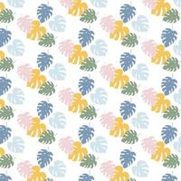 Monstera leaves seamless pattern. Bright colorful plant pattern. Vector pattern.