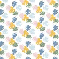 Monstera leaves seamless pattern. Bright colorful plant pattern. Vector pattern.