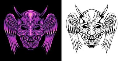 winged oni mask vector illustration