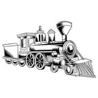 Steam locomotive transport. Hand drawn vector illustration