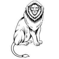 estilo de tatuaje de ilustración de león en blanco y negro vector