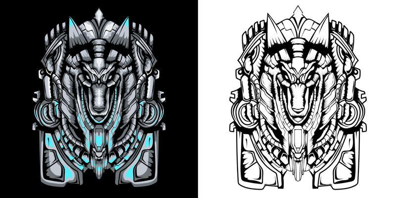 Mecha anubis vector illustration in detailed style