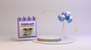 Celebration 27 February with 3D podium background photo