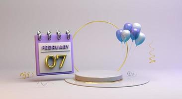 Celebration 07 February with 3D podium background photo