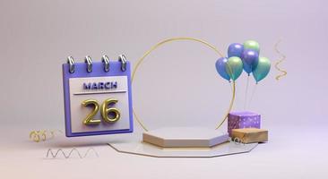 Celebration 26 March with 3D podium background photo