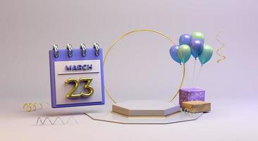 Celebration 23 March with 3D podium background photo