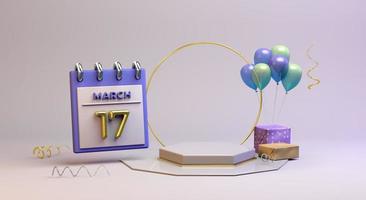 Celebration 17 March with 3D podium background photo