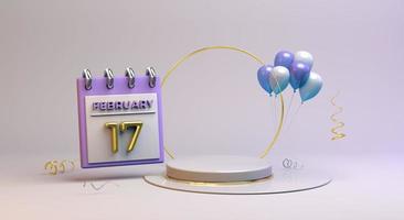 Celebration 17 February with 3D podium background photo