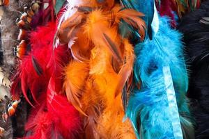 Samples of cloth and fabrics in different colors found at a fabrics market photo