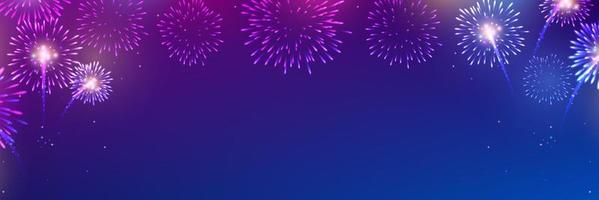 colorful fireworks vector on dark blue background with sparking bokehs.