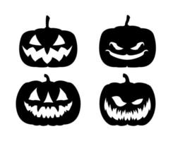 Cartoon halloween pumpkin set. Different shapes and sizes orange gourd isolated on white background. Vector illustration
