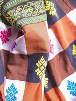 motifs from batik fabrics typical of Indonesian culture that are commonly found in sarongs and traditional traditional clothes photo