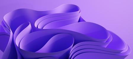 3d abstract layered background. Flower shape. Violet wavy textile for moder fashion design.  Realistic 3d high quality render photo