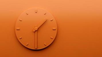 Minimal Orange clock 1 30 Half past one o'clock abstract Minimalist wall clock 13 30 or 01 30 3d Illustration photo