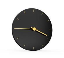 Premium Gold Clock icon isolated 3 45 o clock quarter to Four on black icon background. Three forty five o'clock Time icon 3d illustration photo