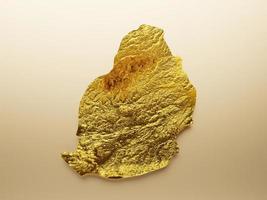 Mauritius Map Golden metal Color Height map Background 3d illustration photo