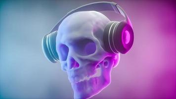 cráneo humano escuchando música, animación 3d video