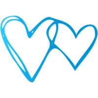 Simple blue doodle heart. Isolated design element for valentine's day, wedding, romance. Transparent PNG clipart