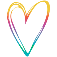 coração de doodle simples de arco-íris. clipart png transparente para design