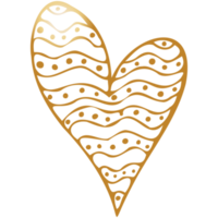 coração desenhado de mão simples doodle dourado. elemento de design isolado para dia dos namorados, casamento, romance png