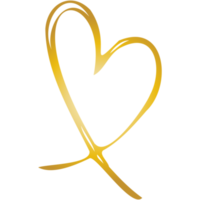 coração desenhado de mão simples doodle dourado. elemento de design isolado para dia dos namorados, casamento, romance png