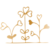 coração desenhado de mão simples doodle dourado. elemento de design isolado para dia dos namorados, casamento, romance png