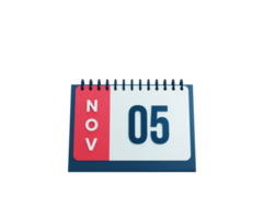 November Realistic Desk Calendar Icon 3D Illustration Date November 05 png