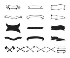 Collection of simple doodles frames, ribbons, tapes vector