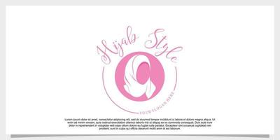 hijab style logo design vector with creative concept template