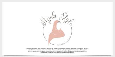 hijab style logo design vector with creative concept template