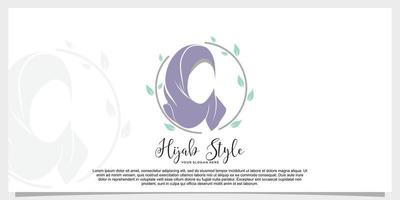 hijab style logo design vector with creative concept template