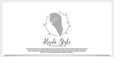 hijab style logo design vector with creative concept template