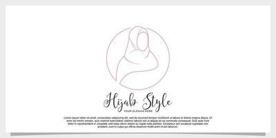 hijab style logo design vector with creative concept template