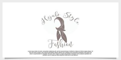 hijab style logo design vector with creative concept template