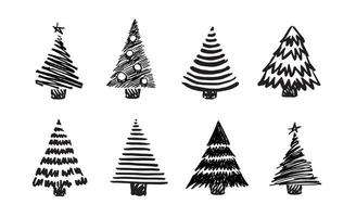 Christmas tree hand drawn illustrations. Vector. vector