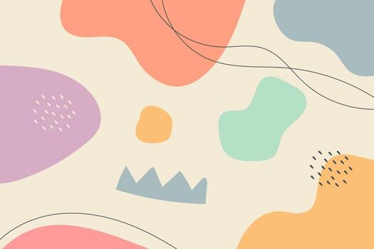 fondo abstracto. dibujando a mano varias formas y objetos de garabatos. ilustración de vector contemporáneo moderno de moda. cada fondo está aislado. color pastel