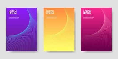 Gradient colorful abstract circle background with wavy halftone line elements. Vector illustration.
