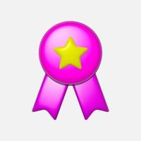 3d quality assurance ribbon icon with a star. Top quality label. Vector stock illustration.