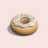 3d donut with cream glaze. 3d rendering donut. Vector stock illustration