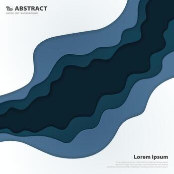 Abstract paper cut of blue stripe line pattern artwork template design background. illustration vector eps10