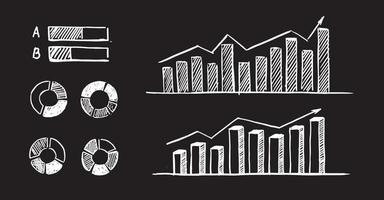 Graphs and Charts icons, Set hand drawn . Vector