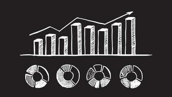 Graphs and Charts icons, Set hand drawn . Vector