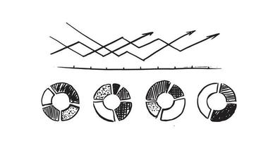 Graphs and Charts icons, Set hand drawn . Vector