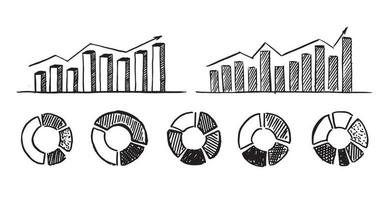 Graphs and Charts icons, Set hand drawn . Vector