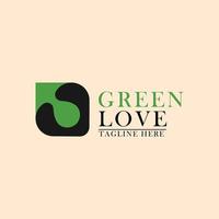 caja con el concepto de logotipo de iconos verdes de amor vector